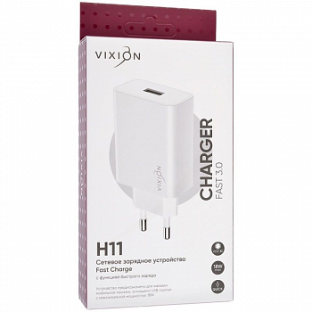Сетевое зарядное устройство H11 (1-USB) Quick Charger 3.0, белый (Vixion)