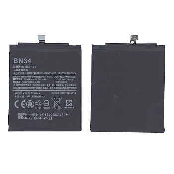Аккумулятор (батарея) BN34 для телефона Xiaomi Redmi 5A, 2910мАч, 11.2Wh, 3.85В