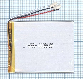 Аккумуляторная батарея Li-Pol (4x80x100мм), 3pin, 3.7В, 3900мАч
